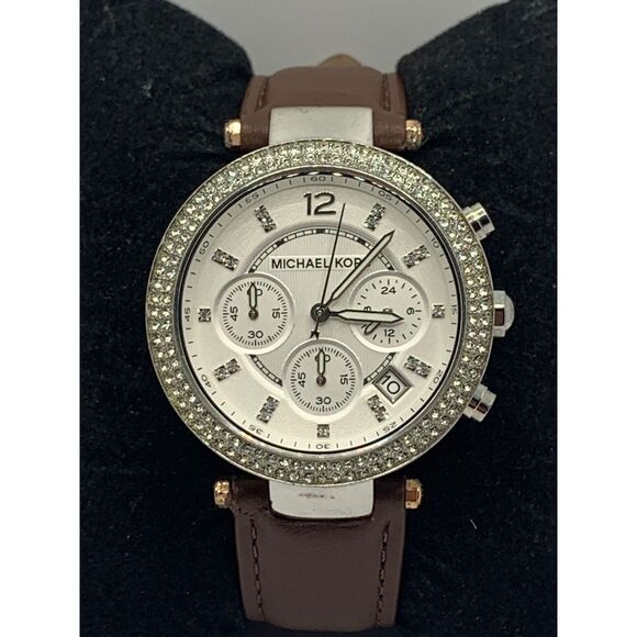 Michael Kors MK5353 Women's Brown Leather Analog Silver Dial Quartz Watch RU323 - Picture 2 of 11